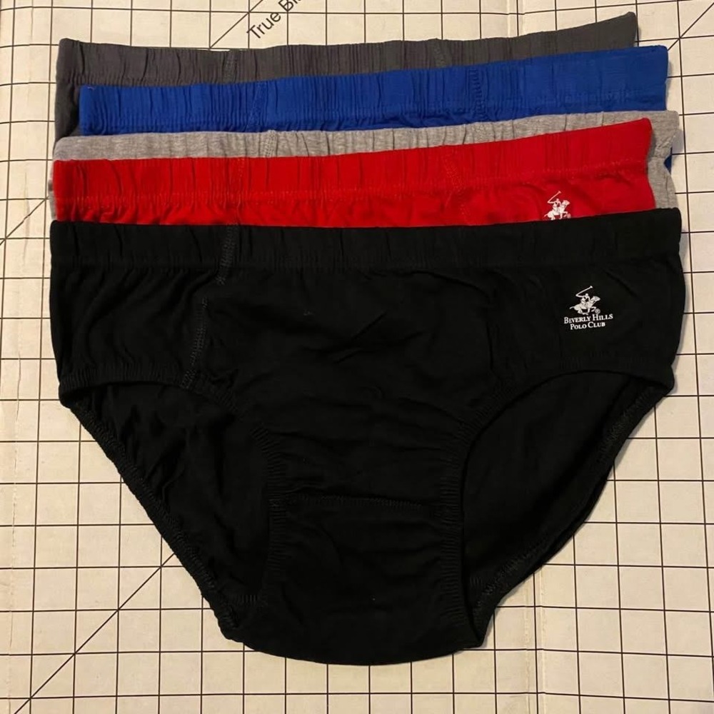 Mens 5 Pack Cotton Briefs XL 40-42 Multicolor Beverly Hills Polo Club. NEW.